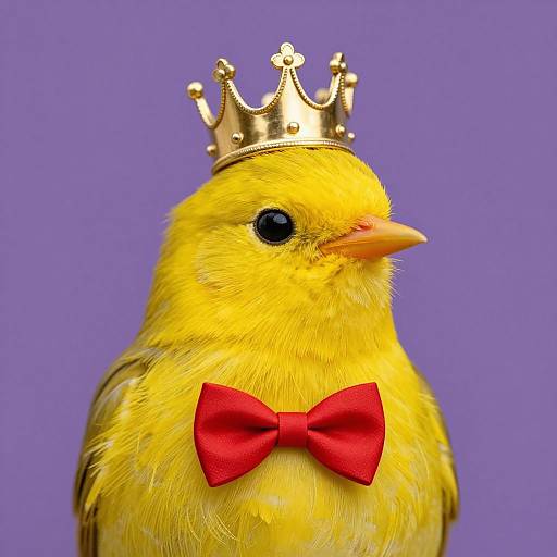 Regal Yellow Bird with Crown