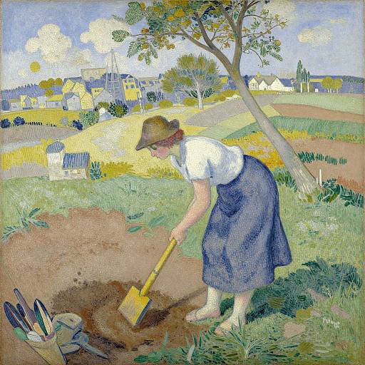 Woman Digging Inspired by Pissarro