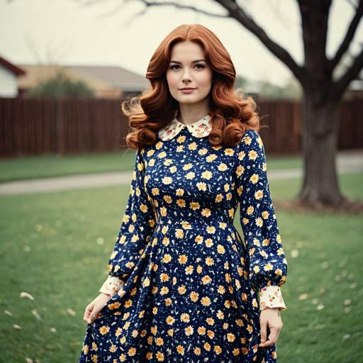 Vintage 1970s Style Floral Dress Woman