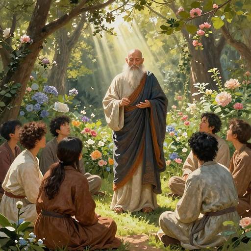 Ancient Philosopher Teaching in Garden