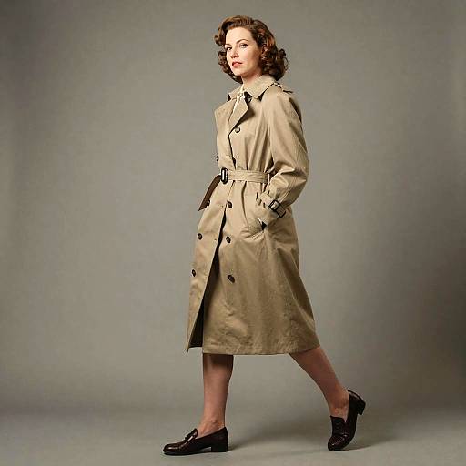 1940s Scandinavian Woman in Trenchcoat Pose