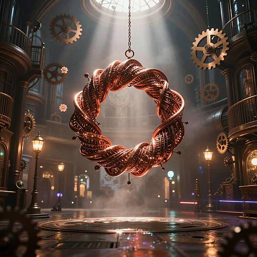 Steampunk Copper Wire Sculpture Scene