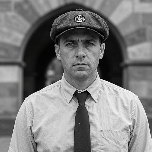Serious Man in Flat Cap Portrait