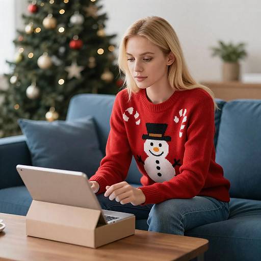 Blonde in Red Christmas Sweater