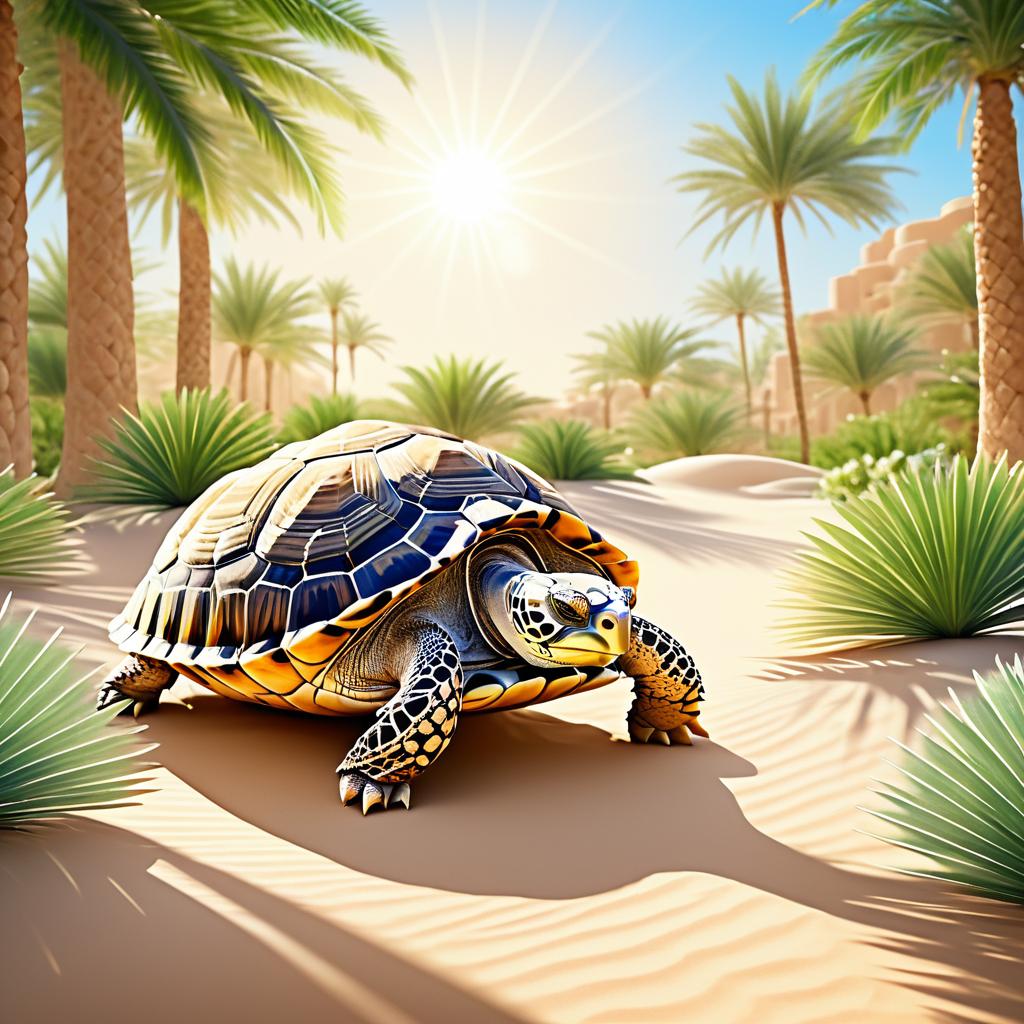 Serene Tortoise in a Desert Oasis