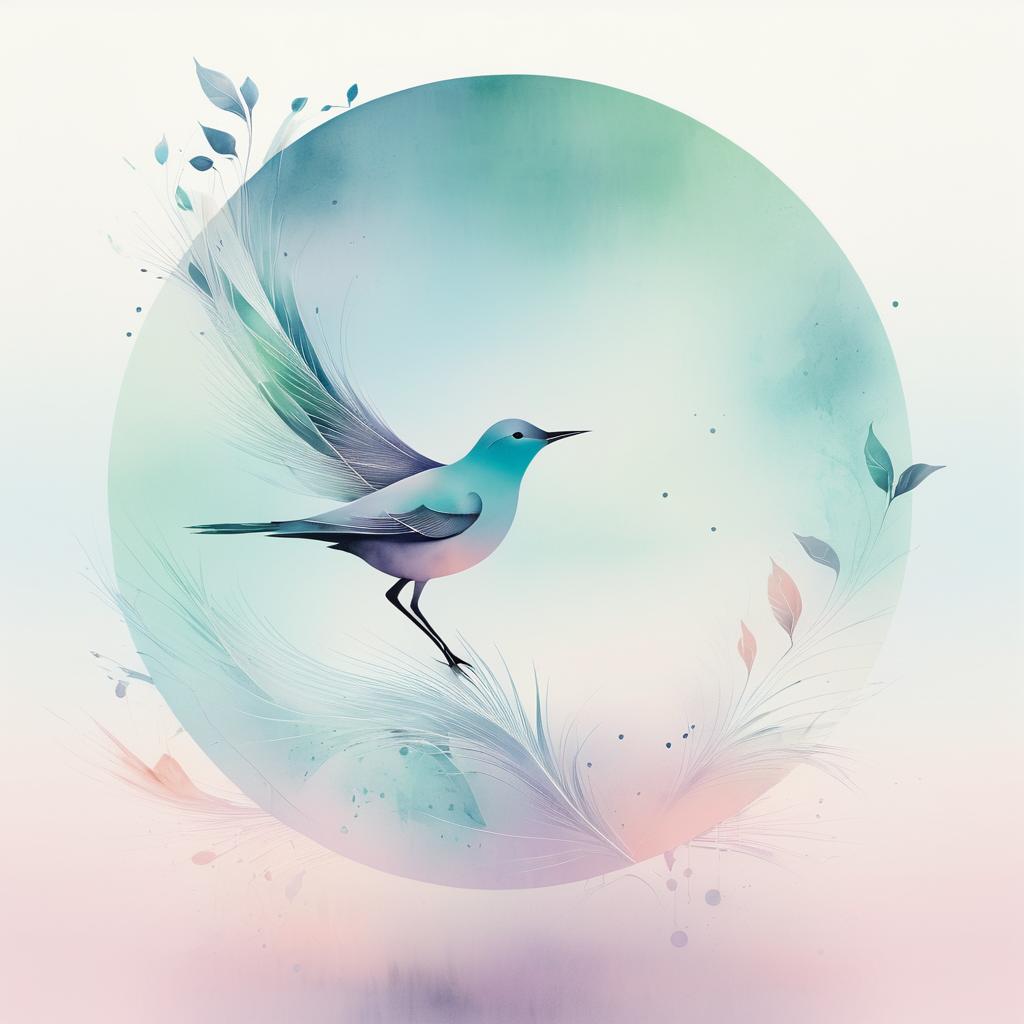 Dreamy Surrealist Bird Design in Pastels