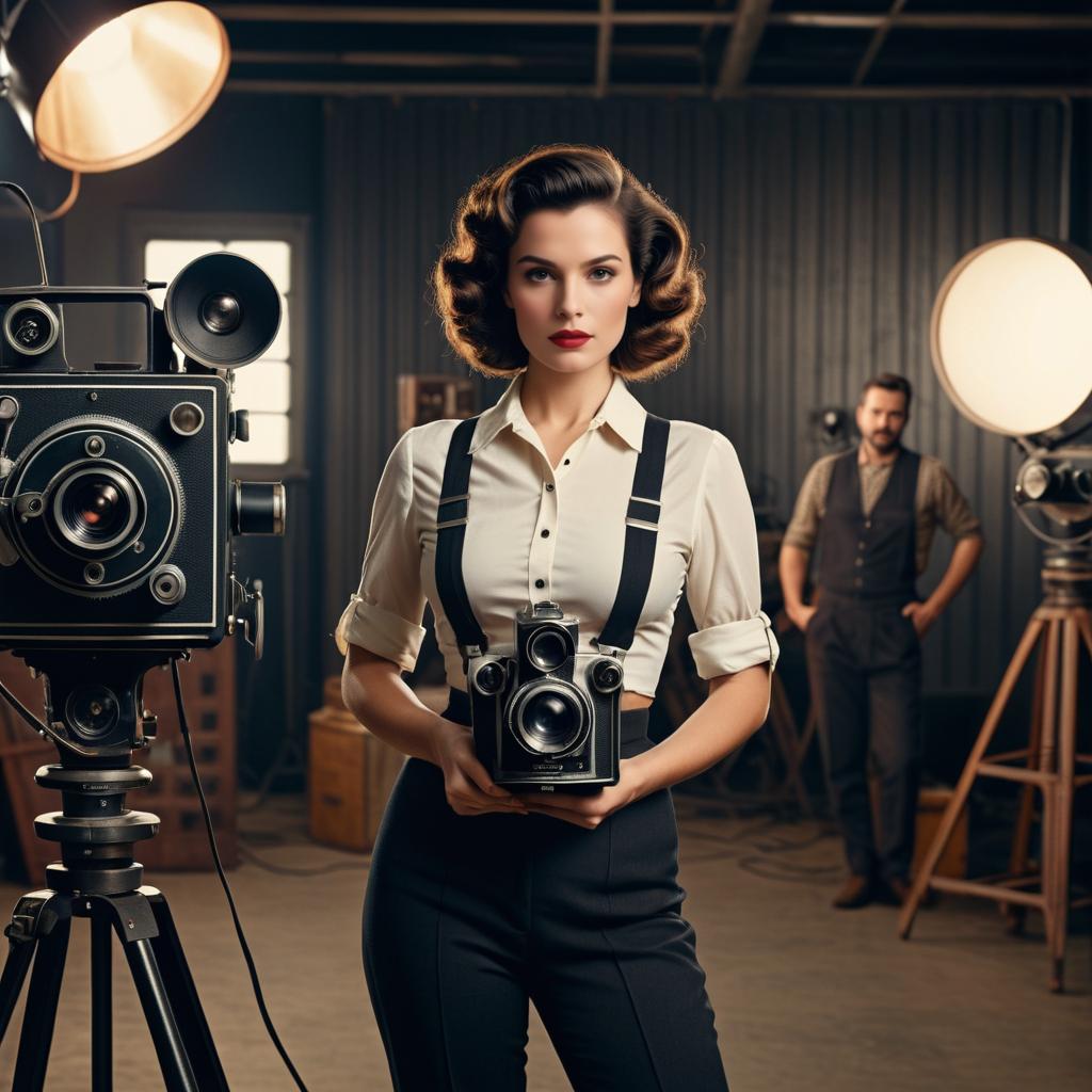 Vintage Film Director on Industrial Set