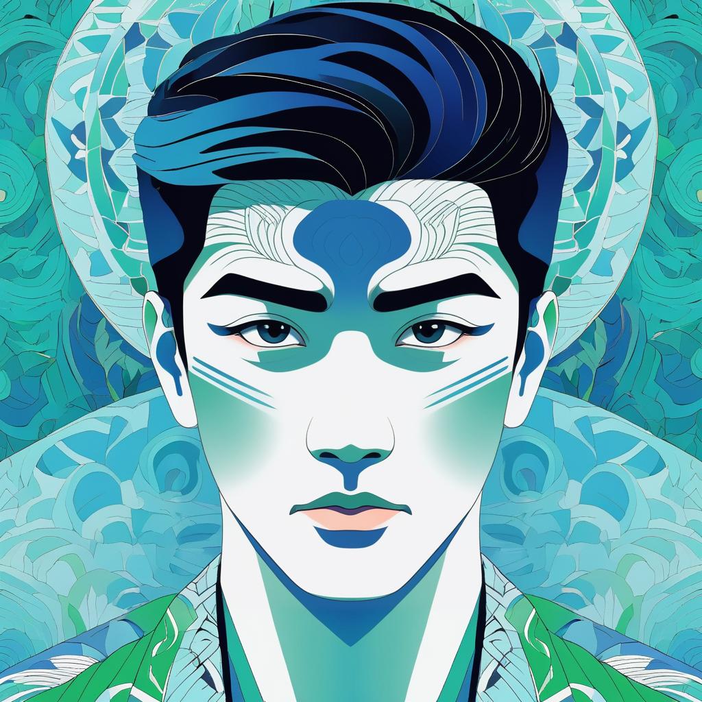 Stylized Illustration of an Asian Man