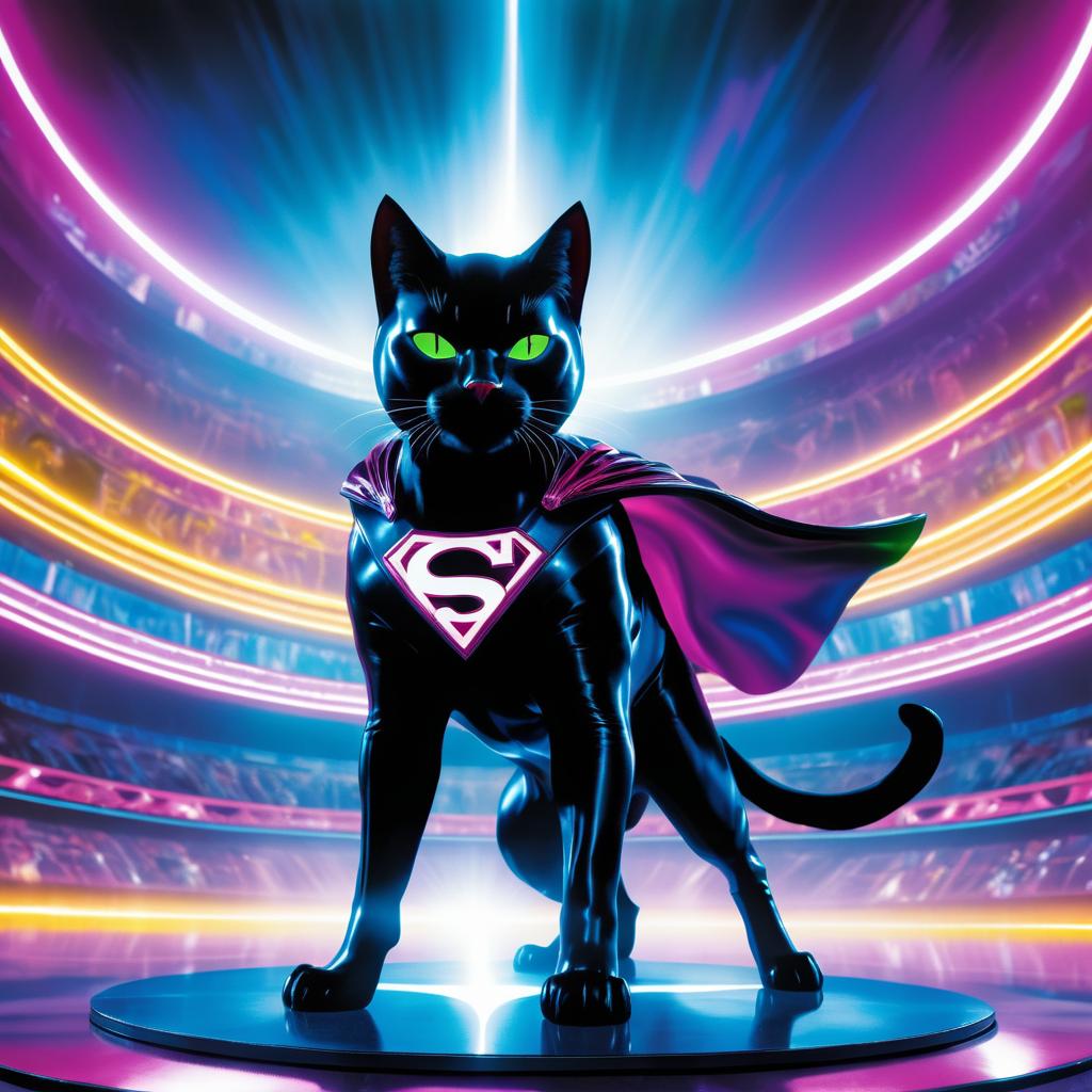 Superhero Cat in Cinematic Arena Pose