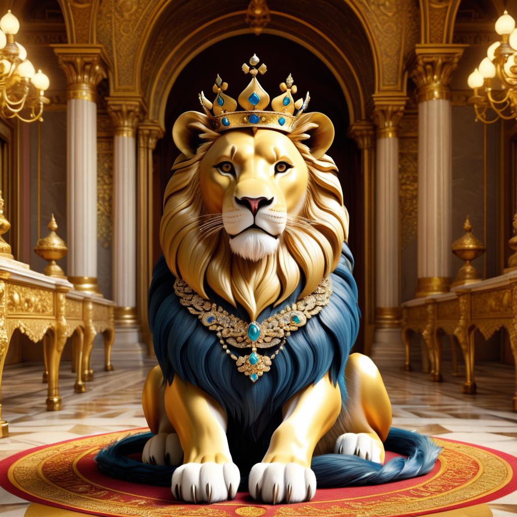 Regal Lion Crowned in Royal Grandeur