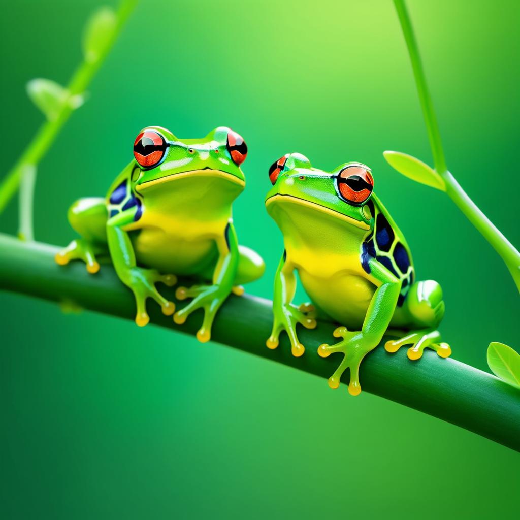 Vibrant 2D Frogs on Branch Animation