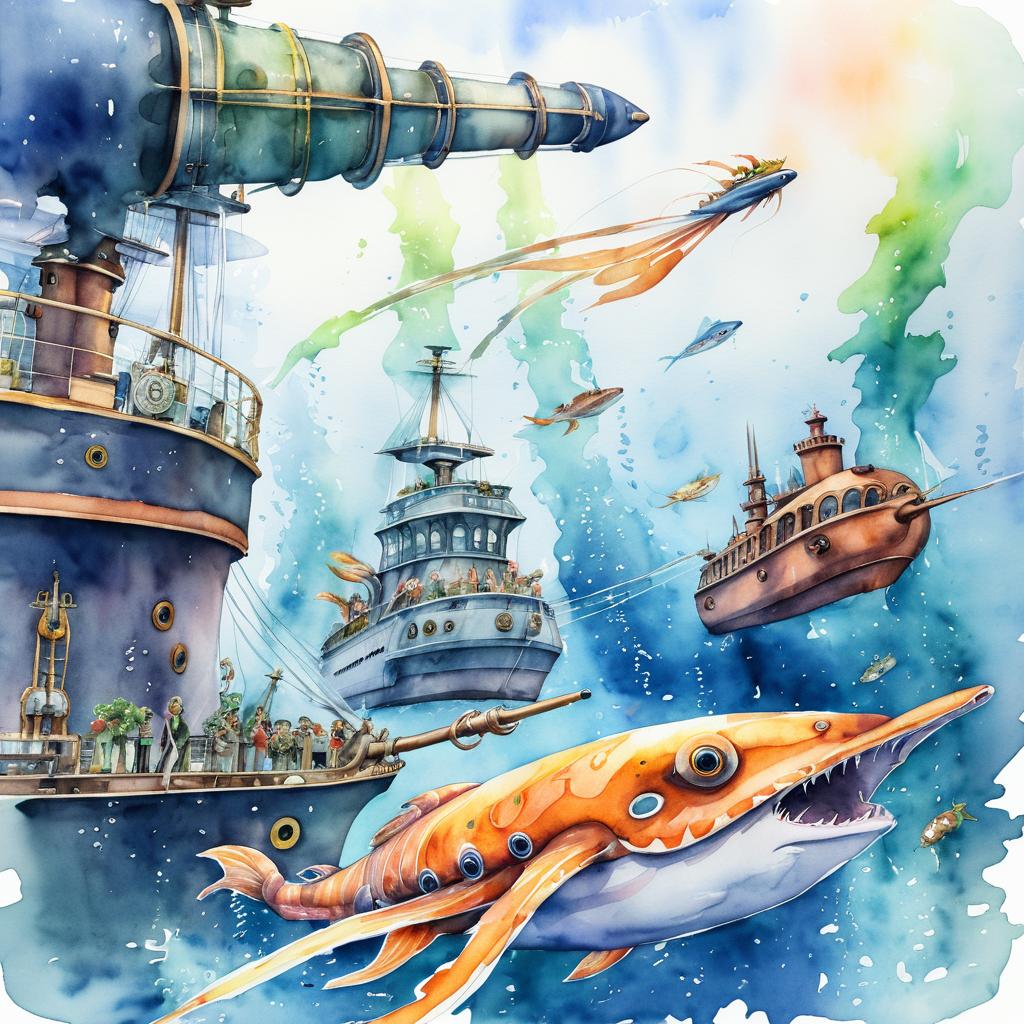 Epic Underwater Duel: Squid vs Submarine