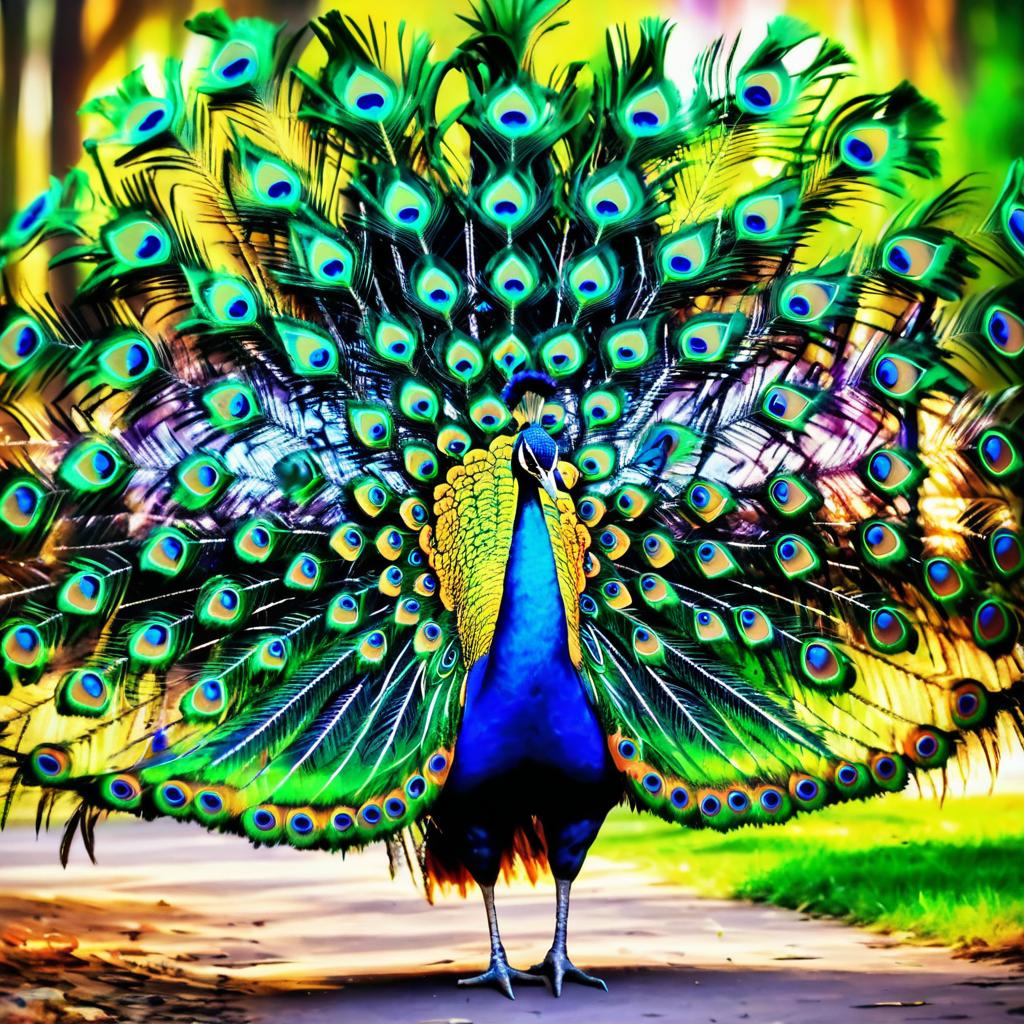 Majestic Impressionist Peacock in Full Display