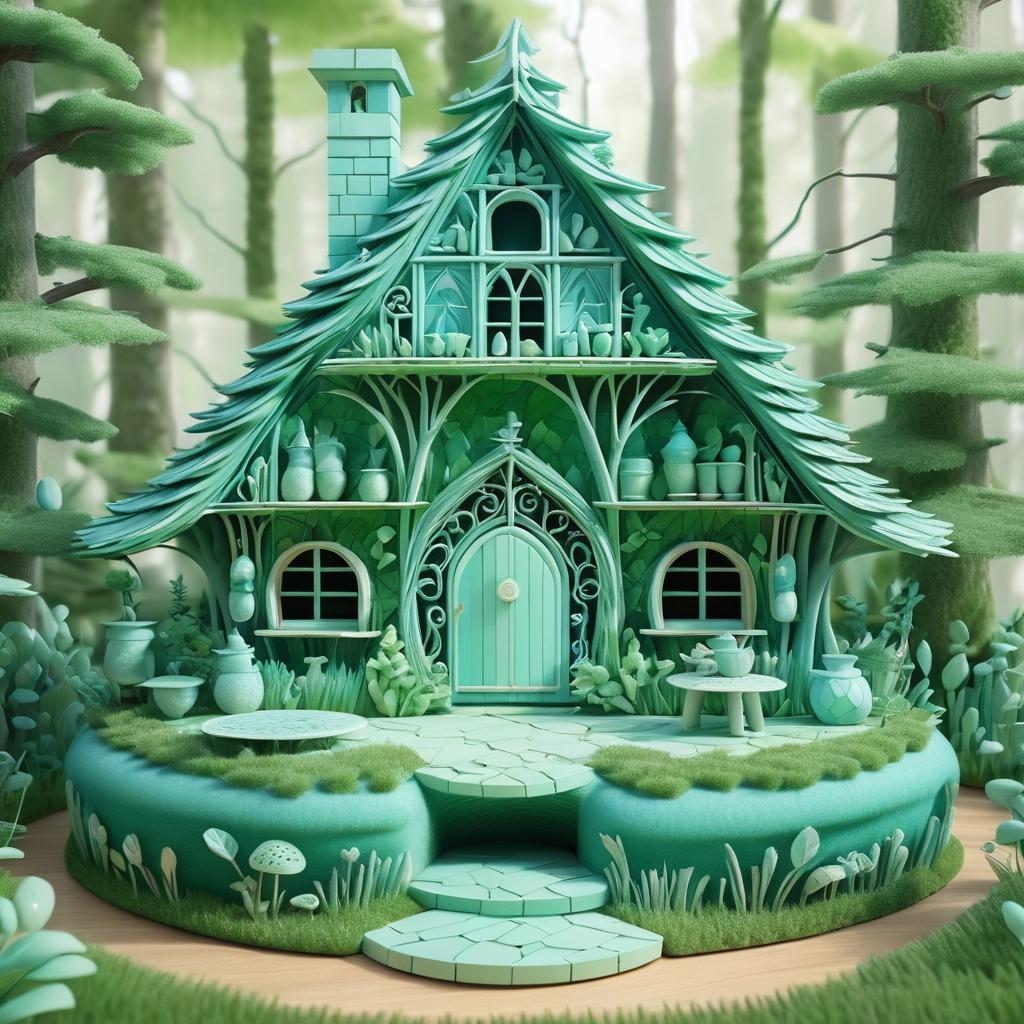 Enchanting 3D Woodland Cottage Sculpture