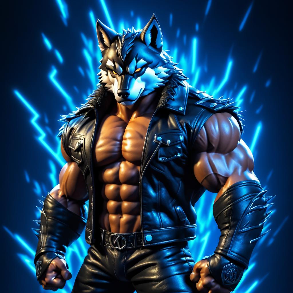 Muscular Anthropomorphic Wolf in Heroic Pose