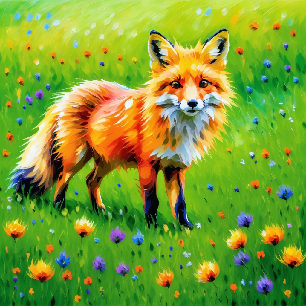 Playful Fox in a Blooming Meadow