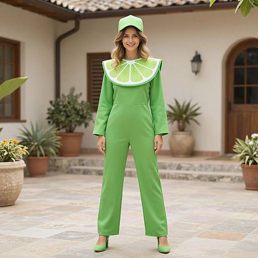Lime Slice Woman Costume in Courtyard
