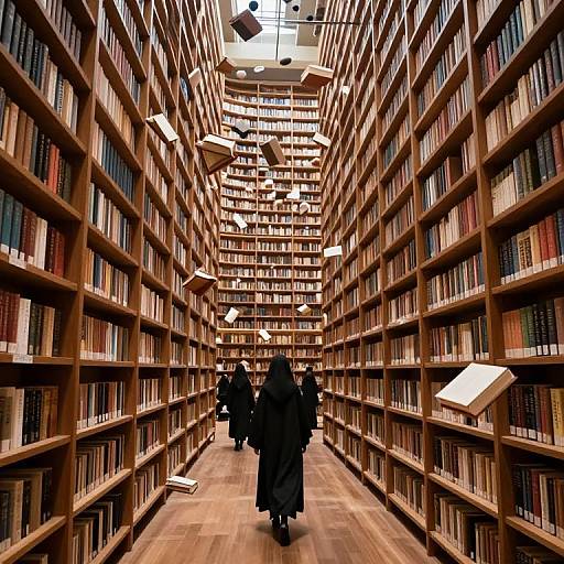 Celestial Gravity-Defying Library Scene