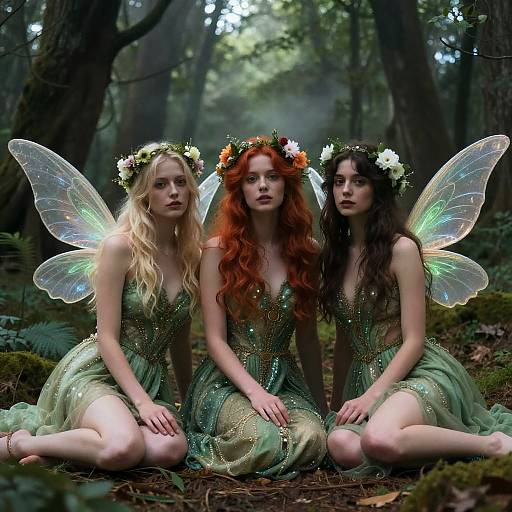 Ethereal Fairy Women in Forest