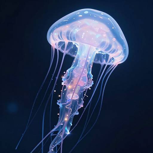 Cyberpunk Jellyfish in Moonlight