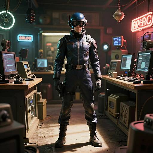 Cyberpunk Temmie in Mechanic Jumpsuit