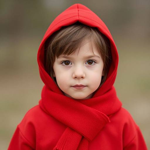 Child in Red Hooded Outfit