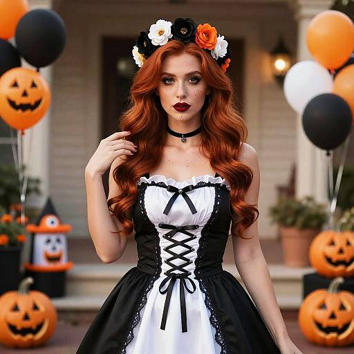 Halloween Woman in Themed Dress