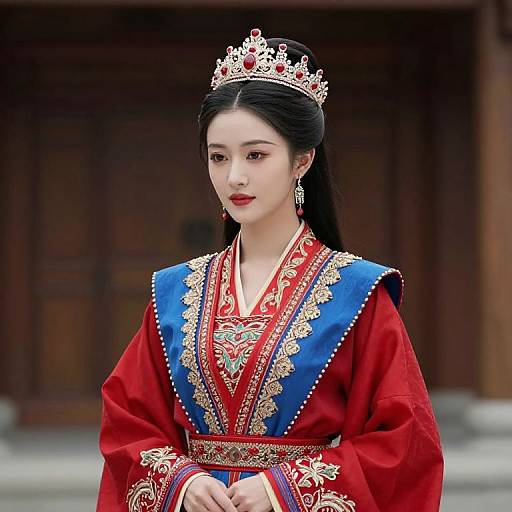 Woman in Traditional Dress with Crown