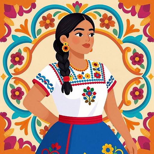 Vibrant Mexican Folk Art Illustration