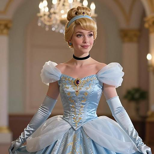 Blonde Woman in Cinderella Costume