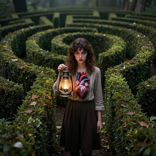 Surreal Retro Heart Lantern Maze
