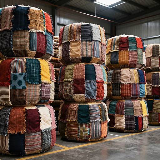 Colorful Recycled Fabric Bales Warehouse