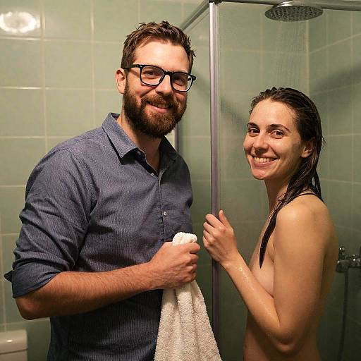 Intimate Bathroom Moment Between Partners