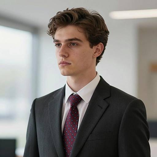Stylish Young Man in Pinstripe Suit