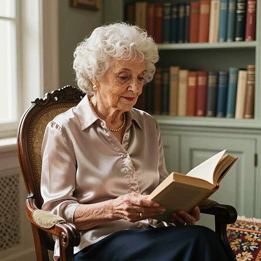 Elegant Elderly Woman Reading Portrait