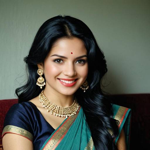 Smiling Indian Woman in Traditional Saree