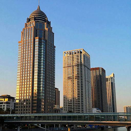 Modern City Skyline at Sunset