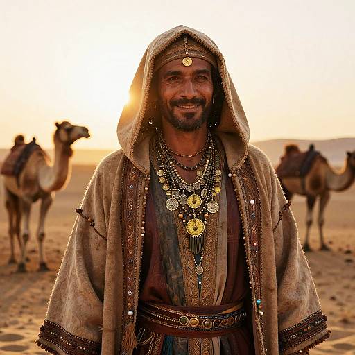 Cinematic Portrait of Nomadic Spice Merchant