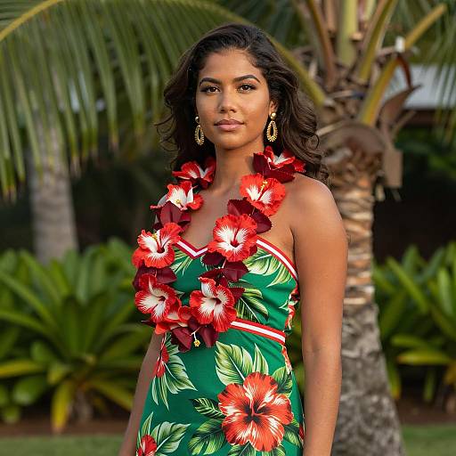 Tropical Party Portrait of a Young Woman