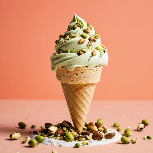 Chai Ice Cream Cone with Crushed Pistachios