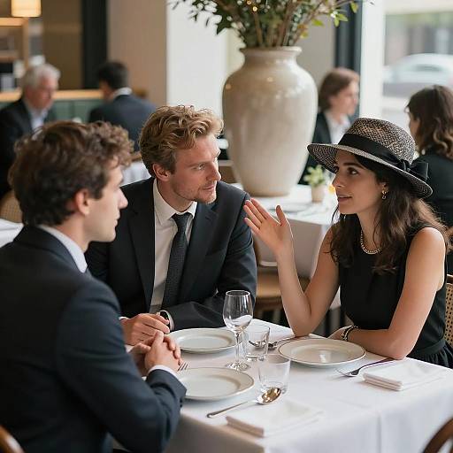 Dinner Conversation at a Chic Restaurant