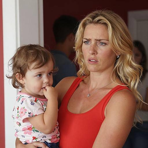 Concerned Mother Holding Her Child