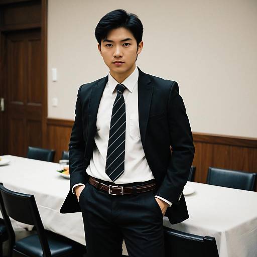 Business Casual Dinner: Asian Man in Suit
