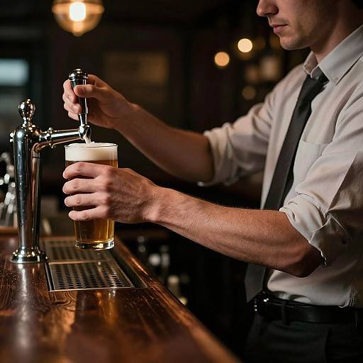 Photorealistic Bartender in Dark Bar