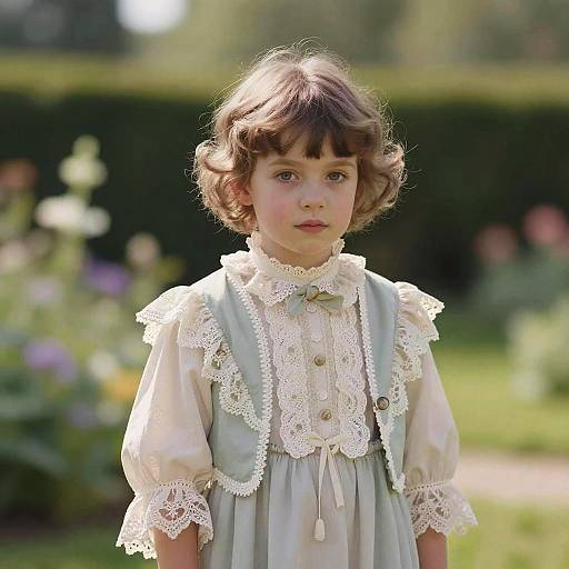 Victorian Child in Sunlit Garden