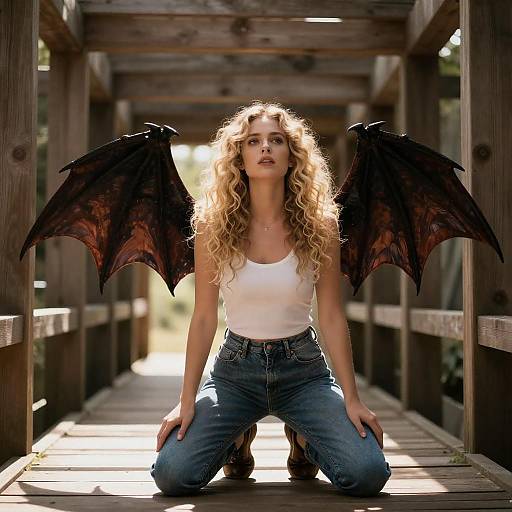 Enigmatic Woman with Dragon Wings