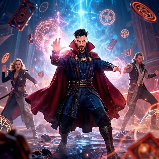 Doctor Strange Casting Spell Amid Chaos