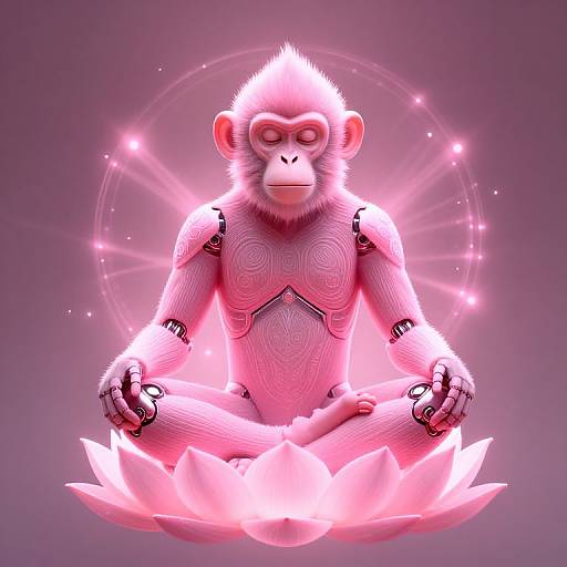 Futuristic Meditating Pink GTAG Monkey