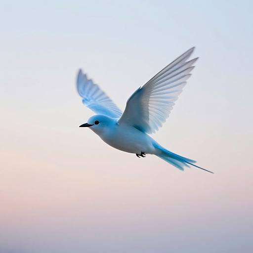 Ethereal Blue Bird in Flight