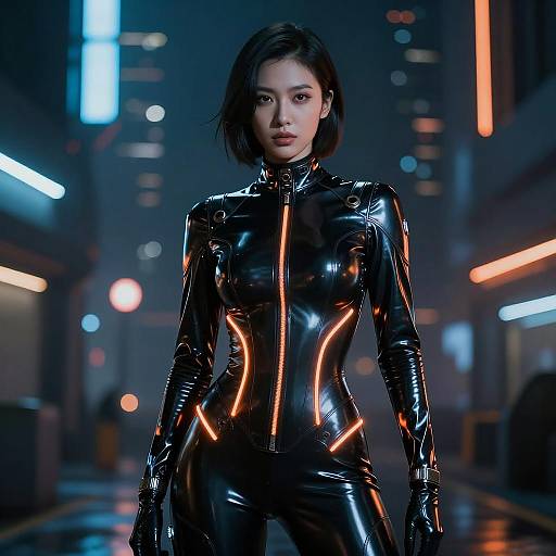 Futuristic Portrait of Confident Woman